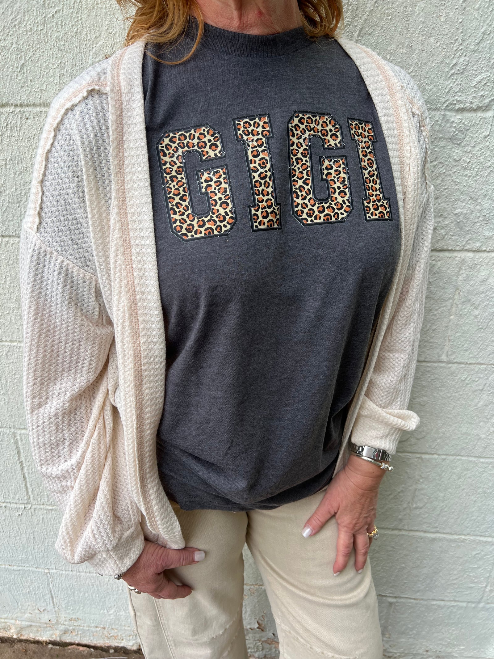 Gigi Leopard Graphic Tee Charcoal