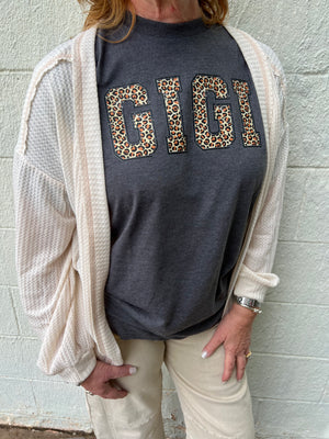 Gigi Leopard Graphic Tee Charcoal