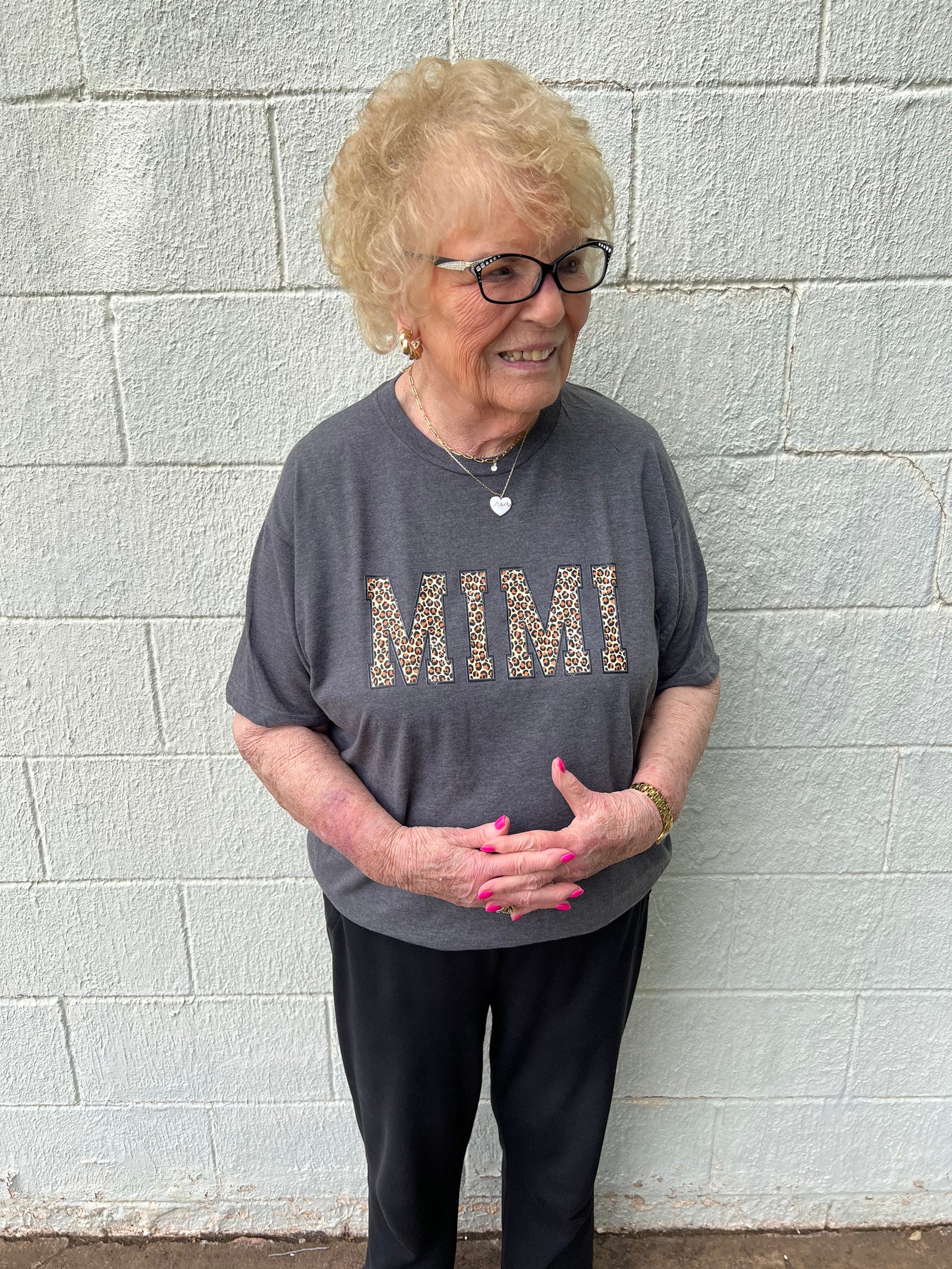 Mimi Leopard Graphic Tee Charcoal