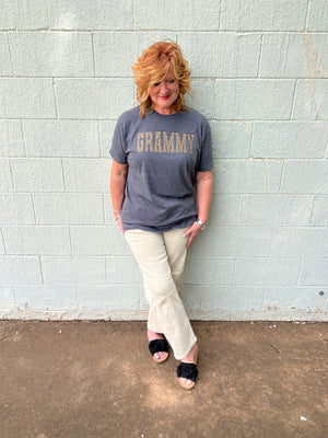 Grammy Leopard Graphic Tee Charcoal