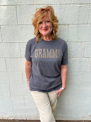Grammy Leopard Graphic Tee Charcoal