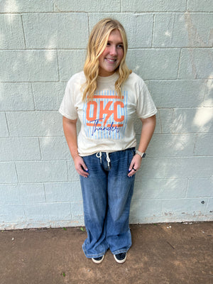 Striped OKC Ivory Graphic Tee