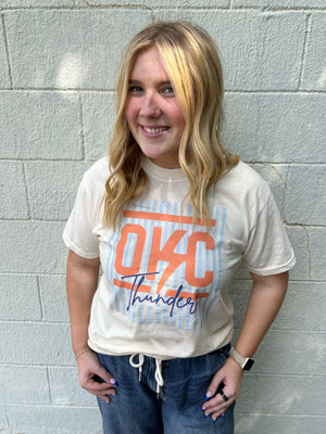 Striped OKC Ivory Graphic Tee