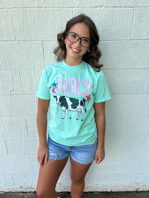 Holy Cow Graphic Tee Mint Green