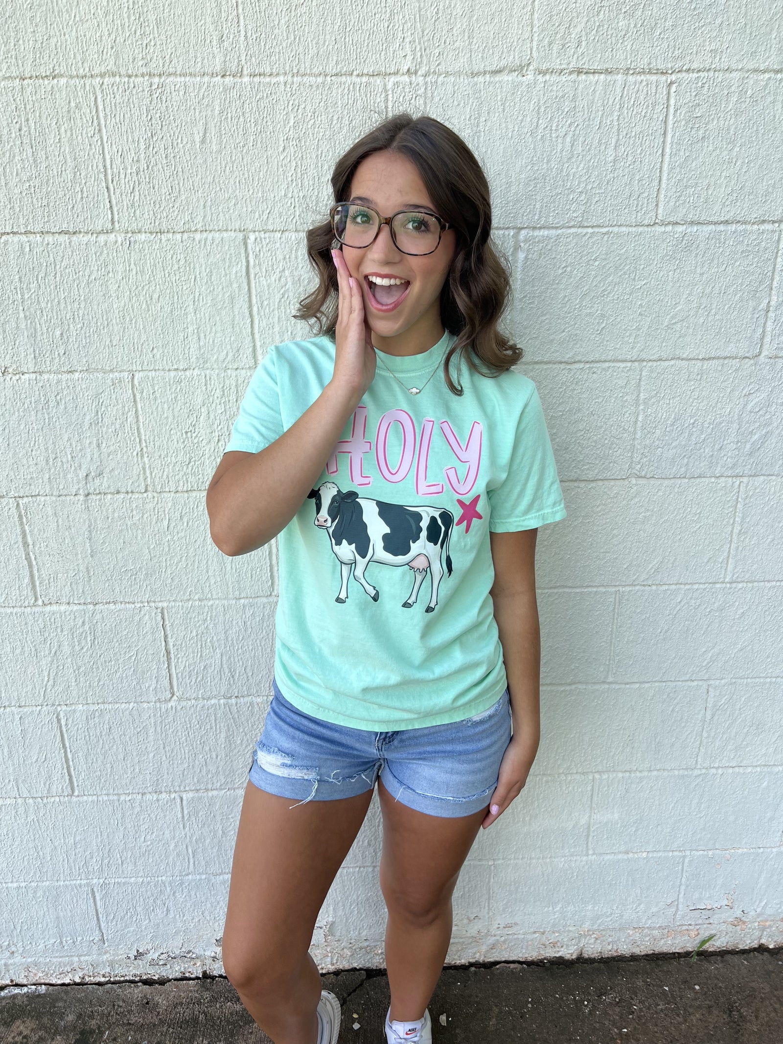Holy Cow Graphic Tee Mint Green
