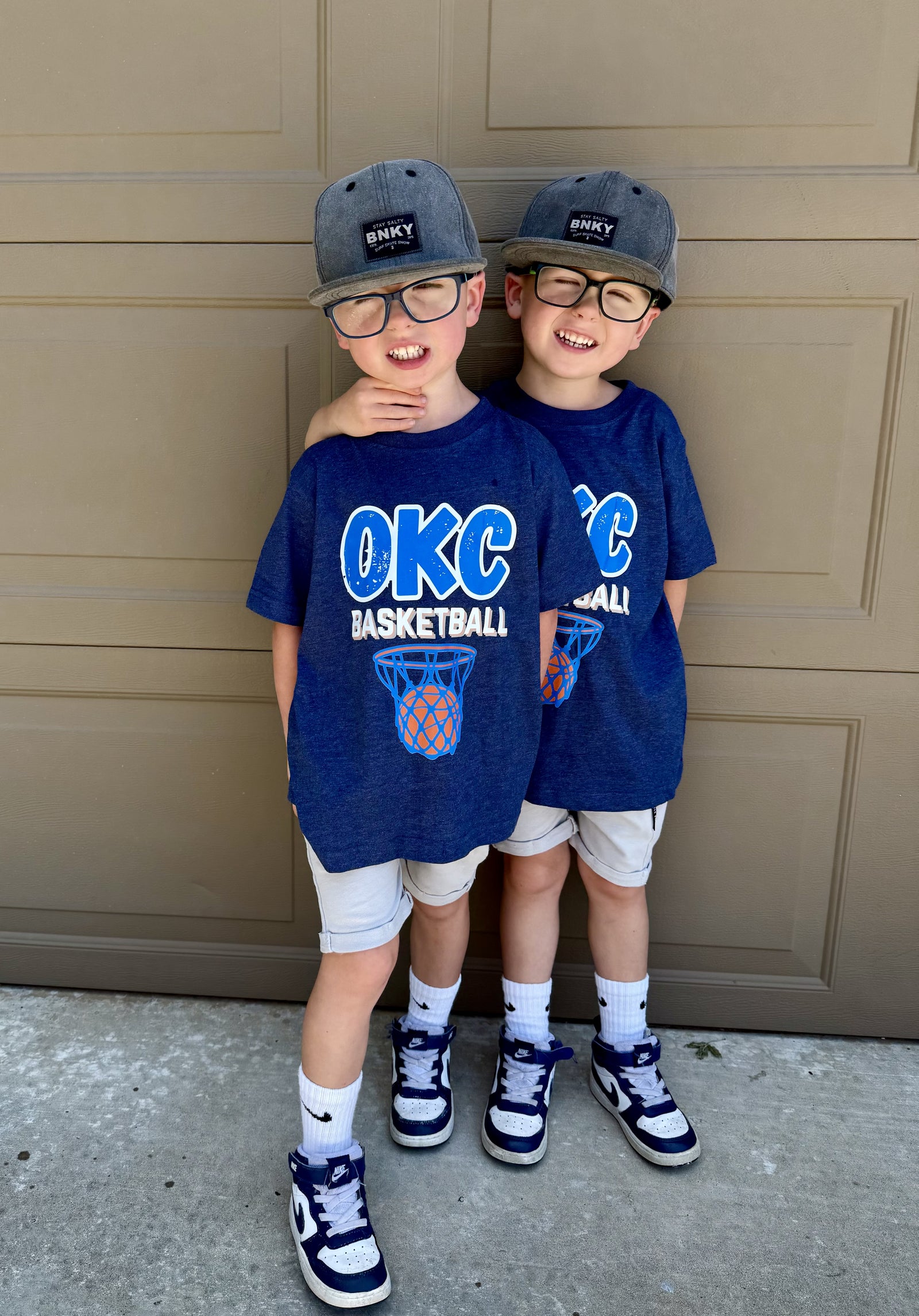 Kids Okc Hoop Vintage Blue Graphic Tee