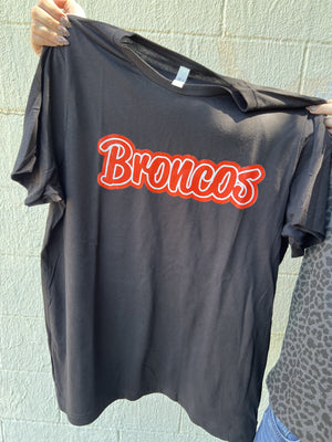 Mustang Red Broncos Black Graphic Tee