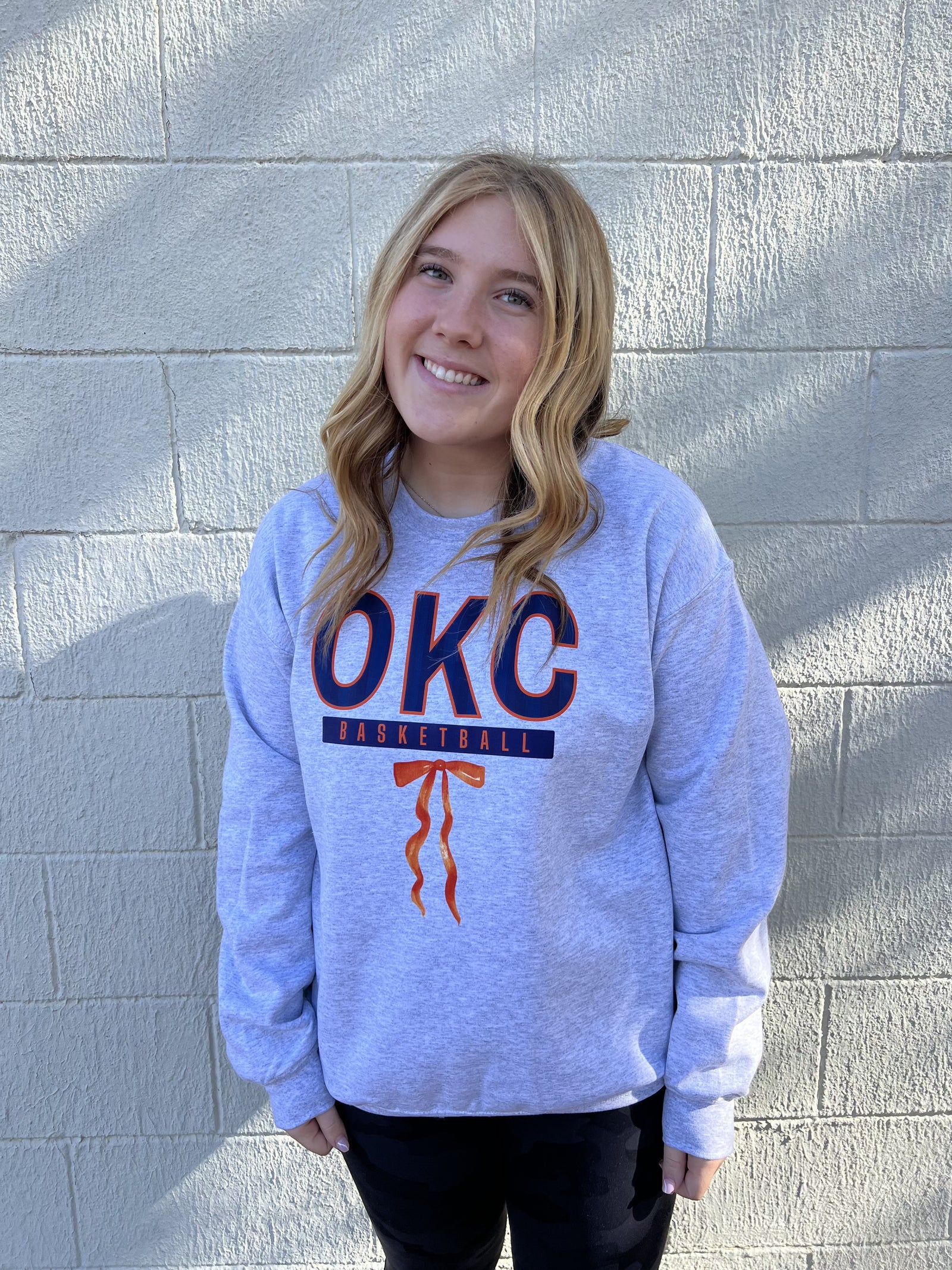 OKC Basketball Orange Bow Sweatshirt