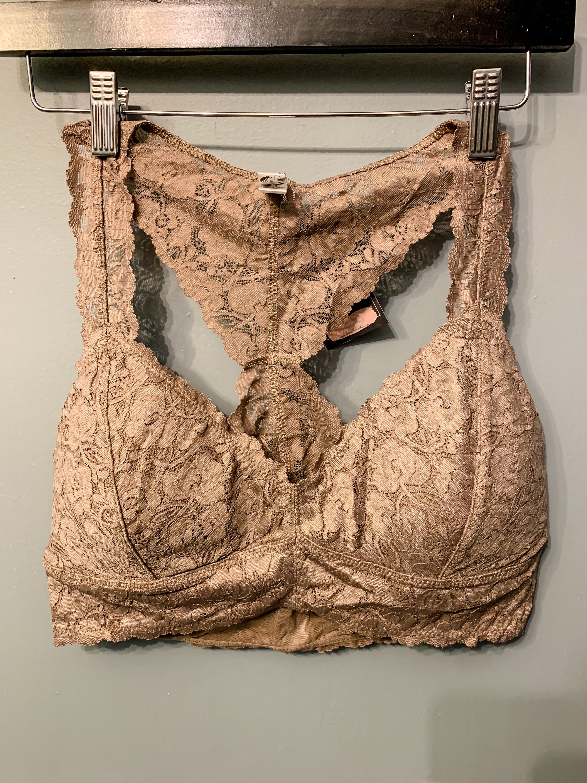 Floral Lace Scalloped Edge Cocoa Padded Bralette