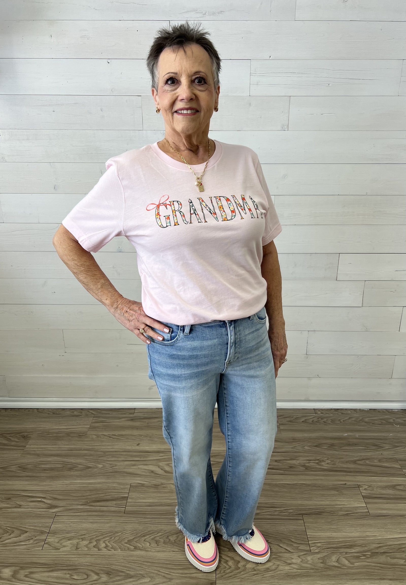 Floral Grandma Graphic Tee Pink