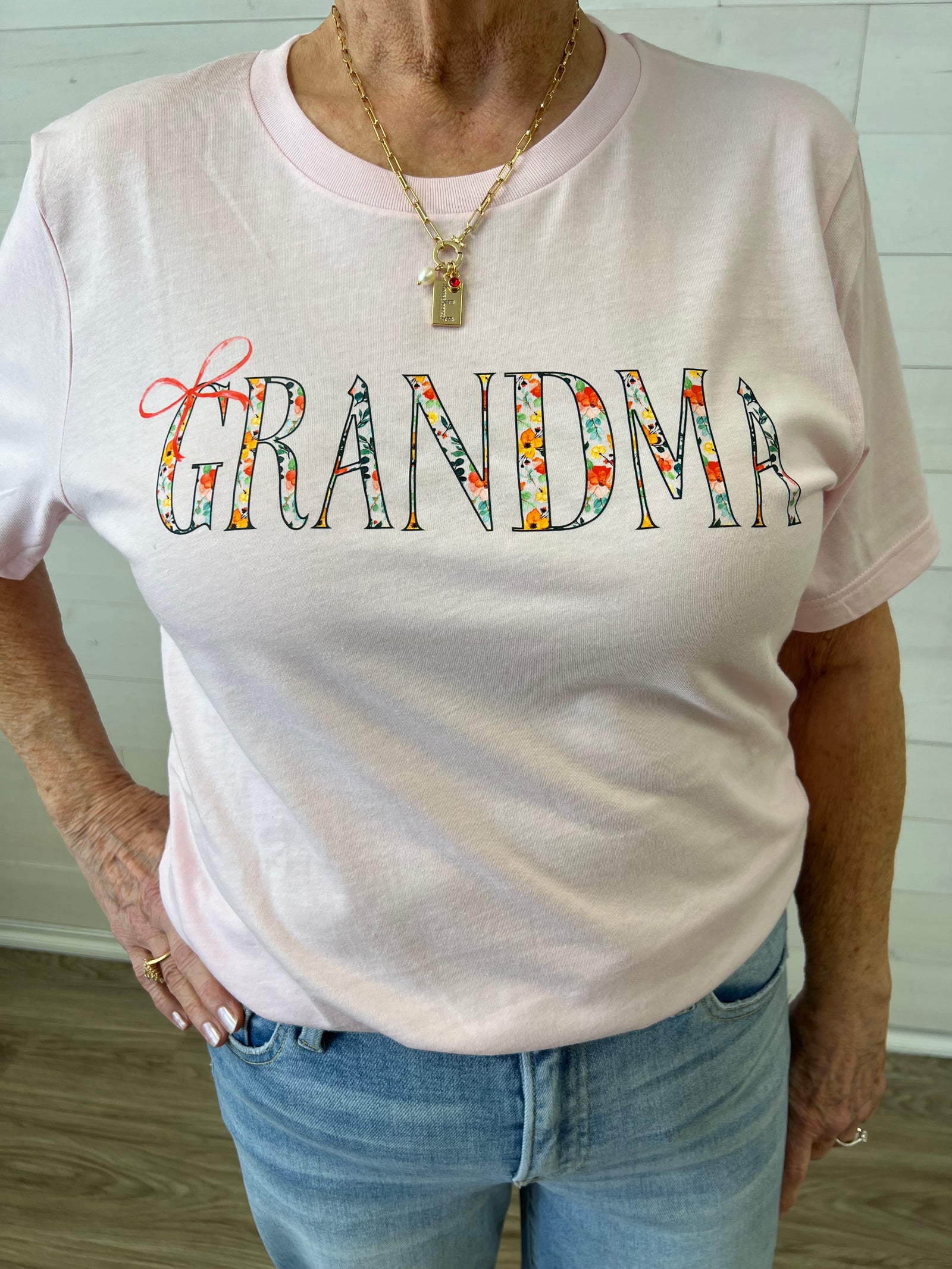 Floral Grandma Graphic Tee Pink