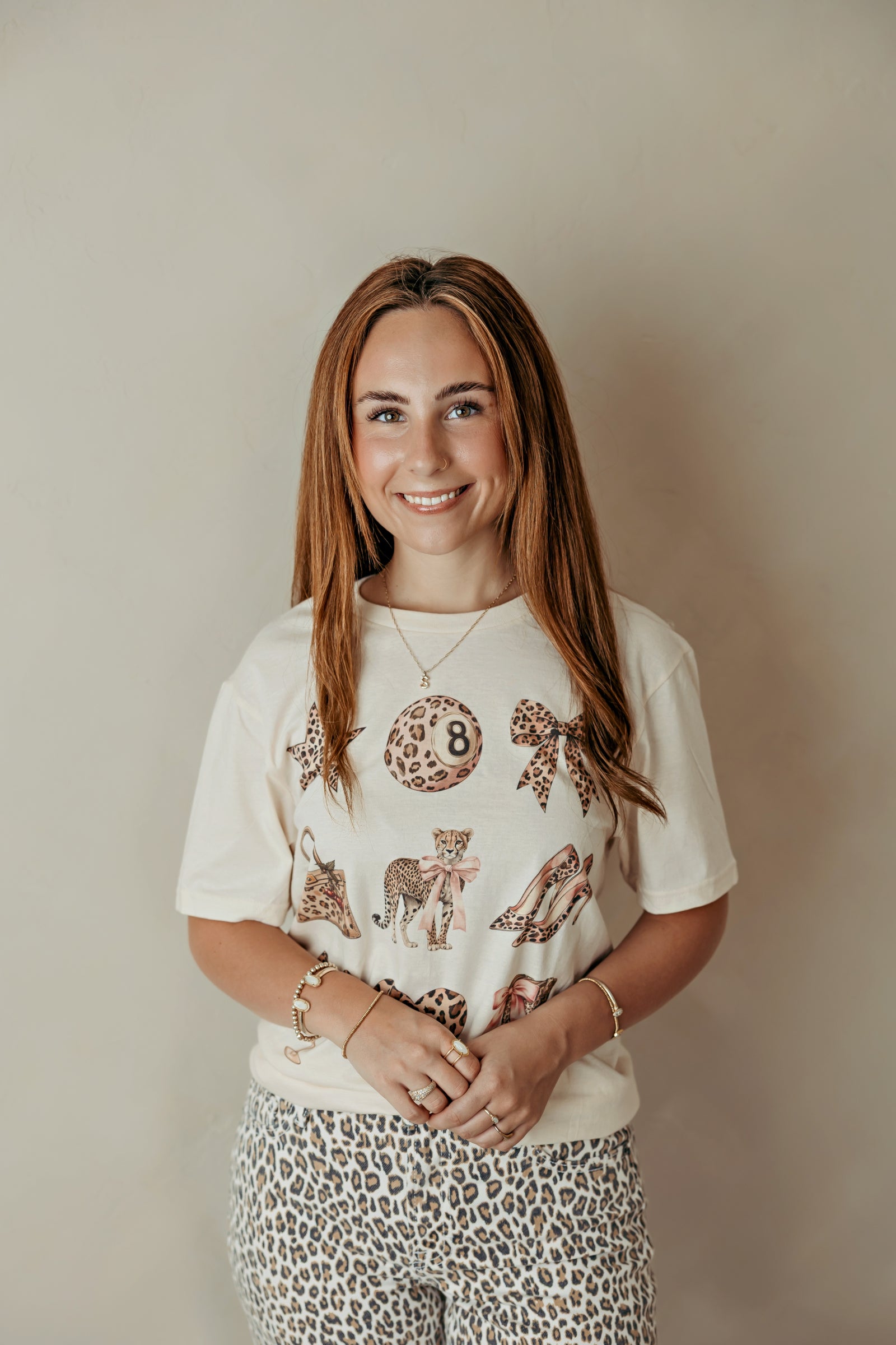 Cheetah Bows Graphic Tee Ivory