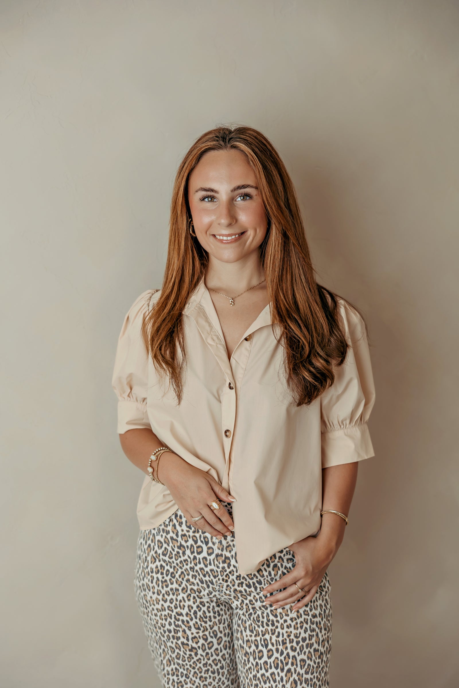 Puff Sleeve Button Up Top Ecru