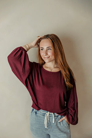 Burgundy LS Flowy Sweater