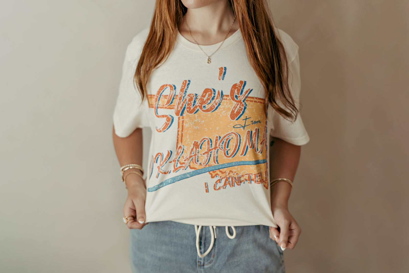She's From Oklahoma Graphic Tee Ivory