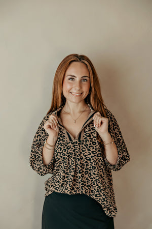 Detailed Taupe Leopard Top