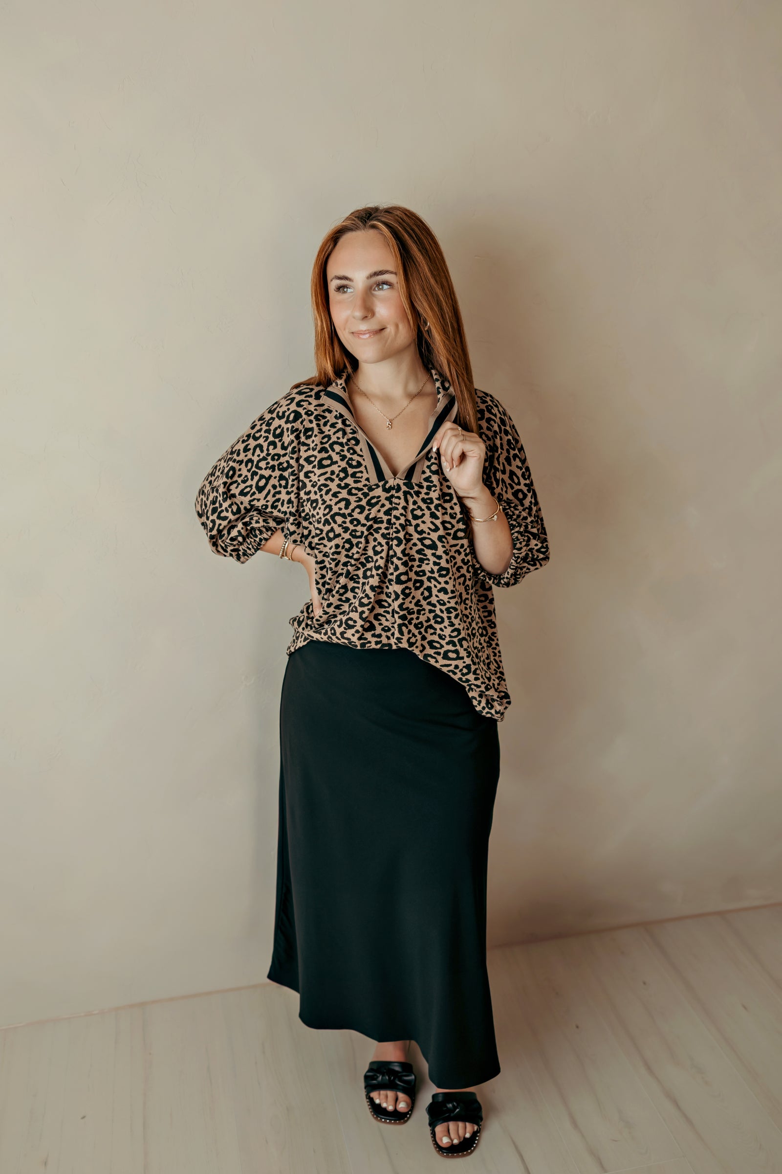 Black Woven Midi Skirt