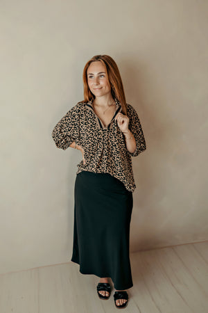 Black Woven Midi Skirt