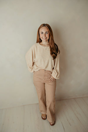 Oatmeal LS Flowy Sweater