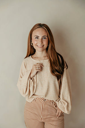Oatmeal LS Flowy Sweater