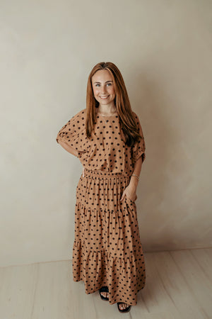 Camel & Brown  Polka Dot Maxi Skirt