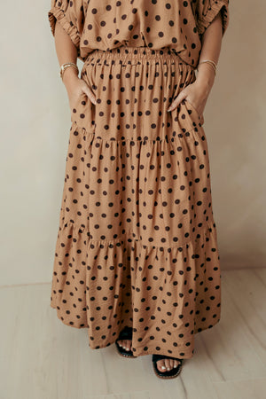 Camel & Brown  Polka Dot Maxi Skirt