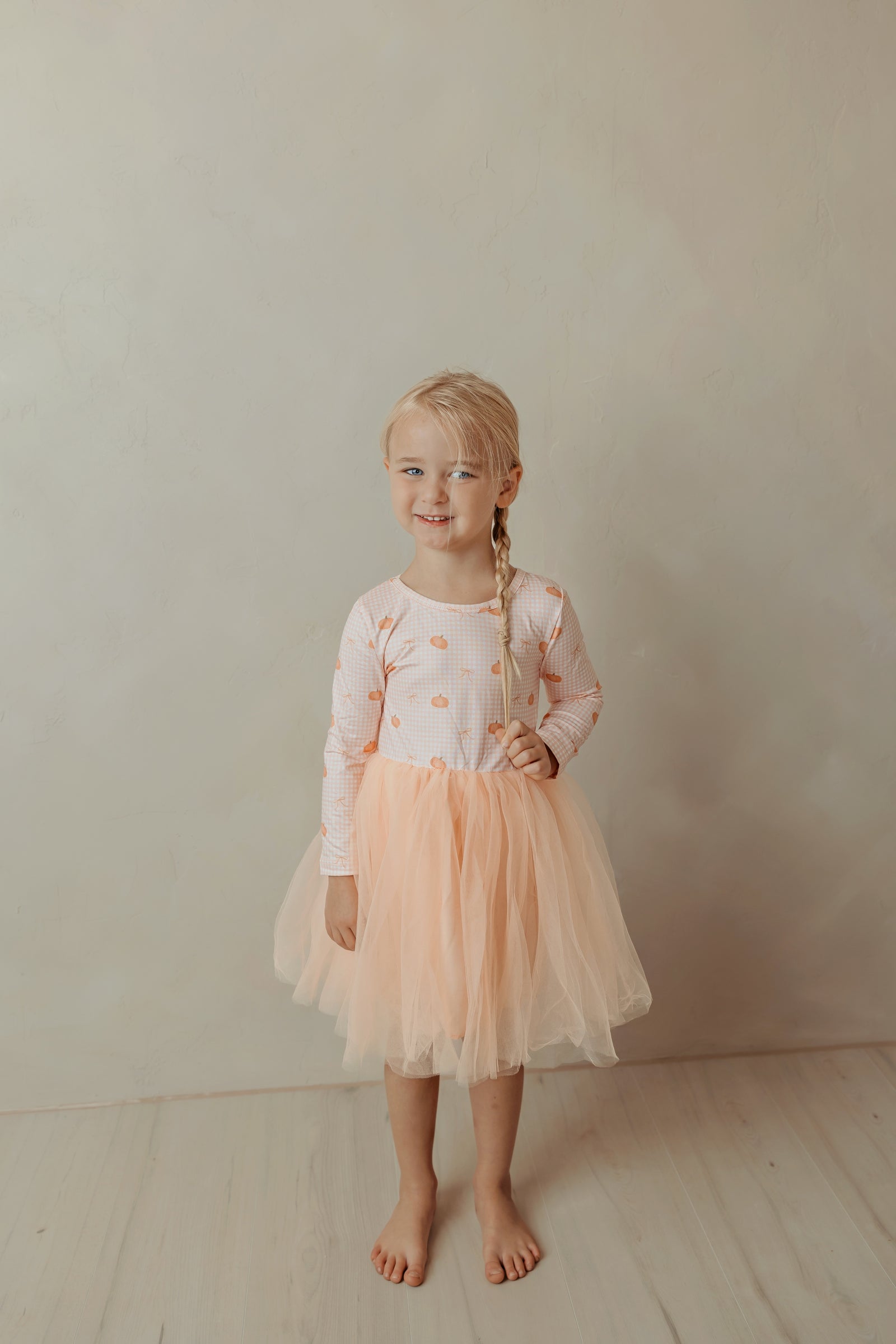 Gingham Pumpkins LS TuTu Dress