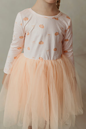 Gingham Pumpkins LS TuTu Dress