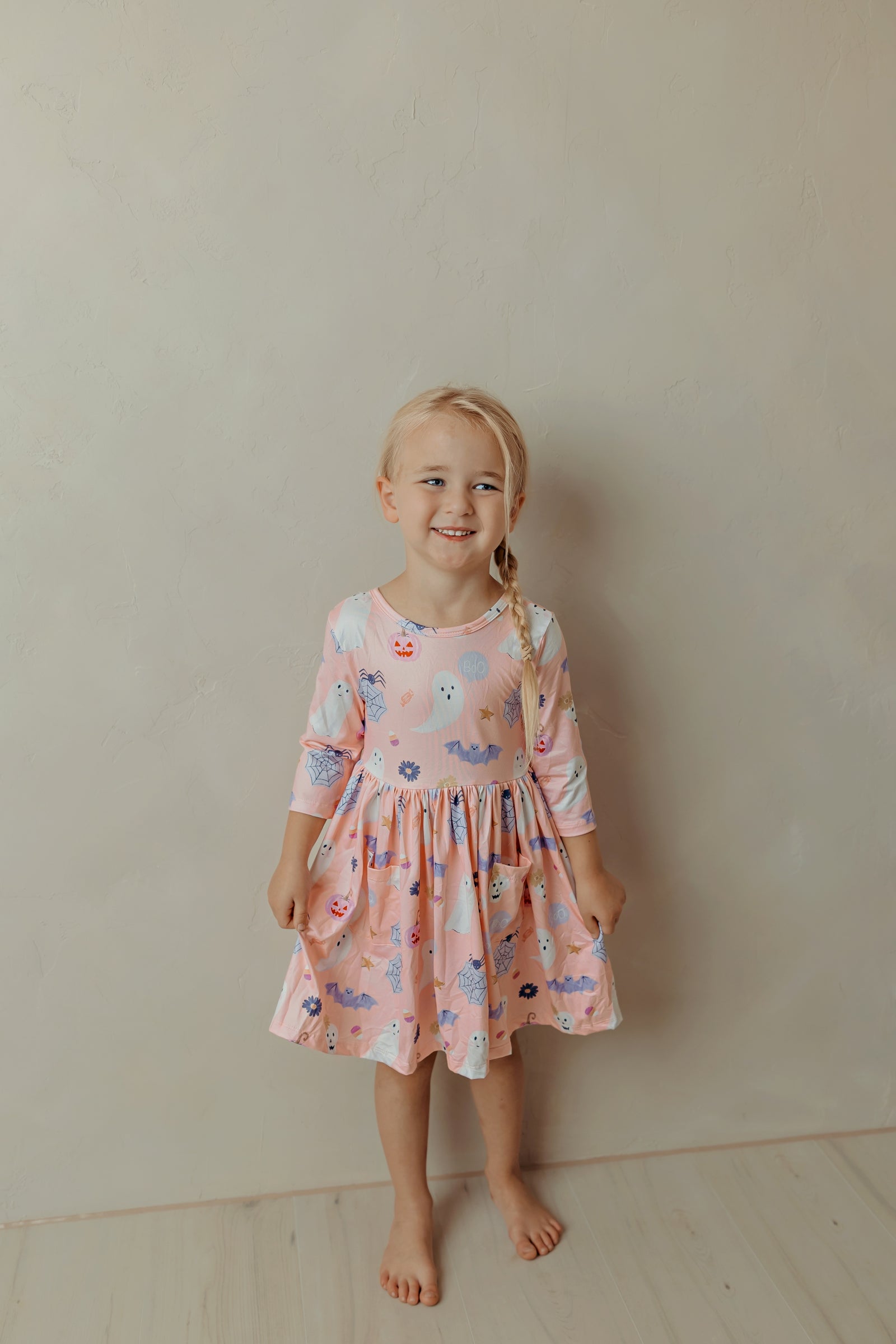 Spooky Sweetheart 3/4 Sleeve Pocket Twirl Dress