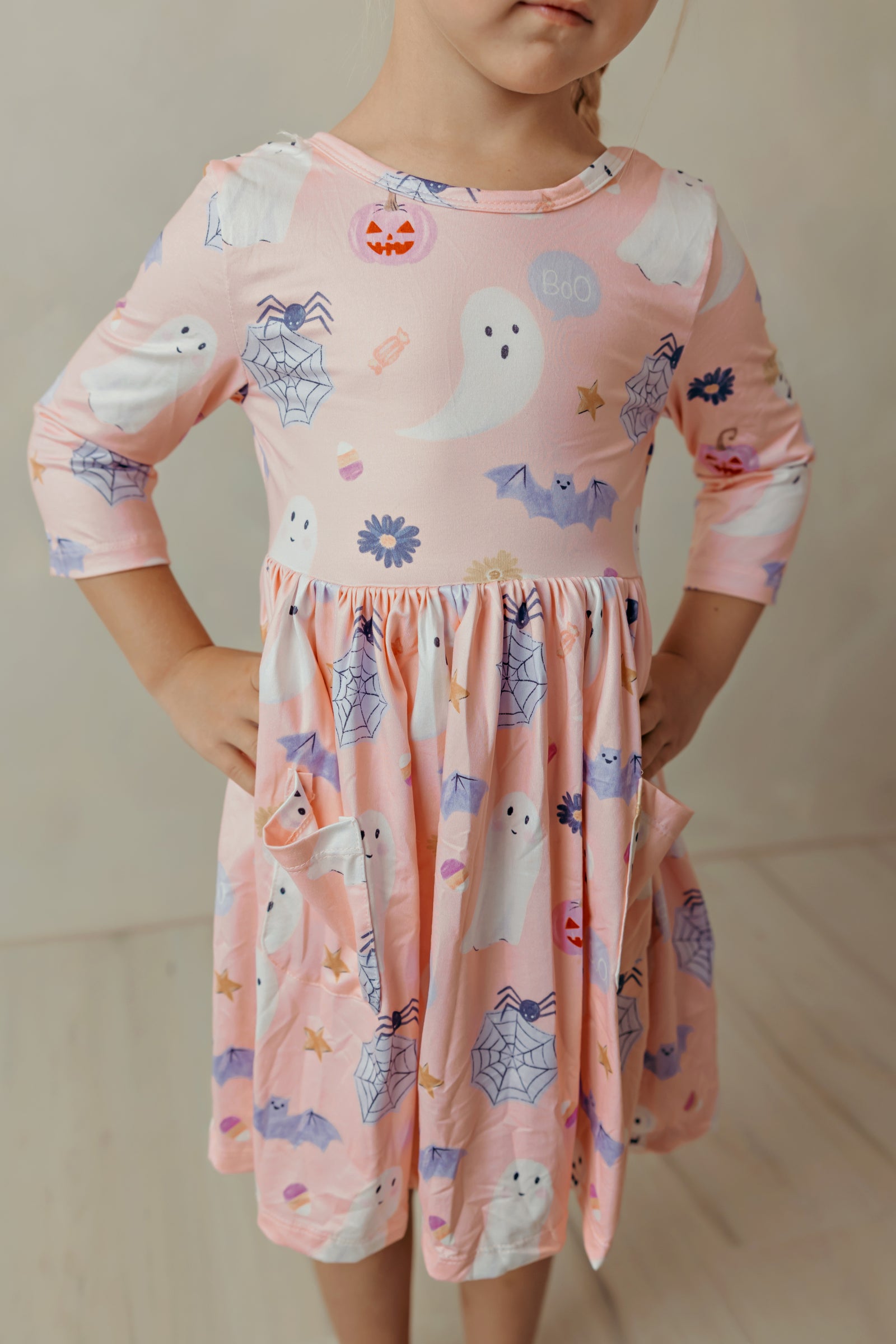 Spooky Sweetheart 3/4 Sleeve Pocket Twirl Dress