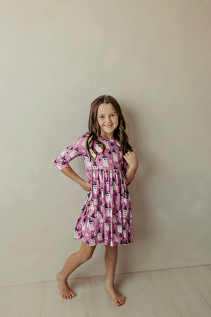 Witches Boo 3/4 Sleeve Pocket Twirl Dress