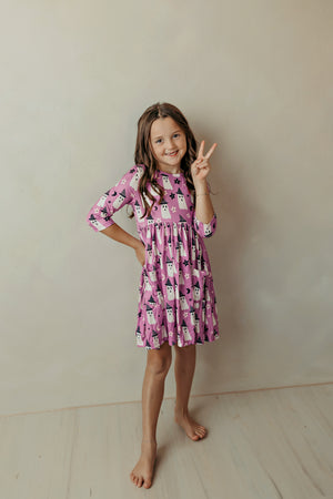 Witches Boo 3/4 Sleeve Pocket Twirl Dress