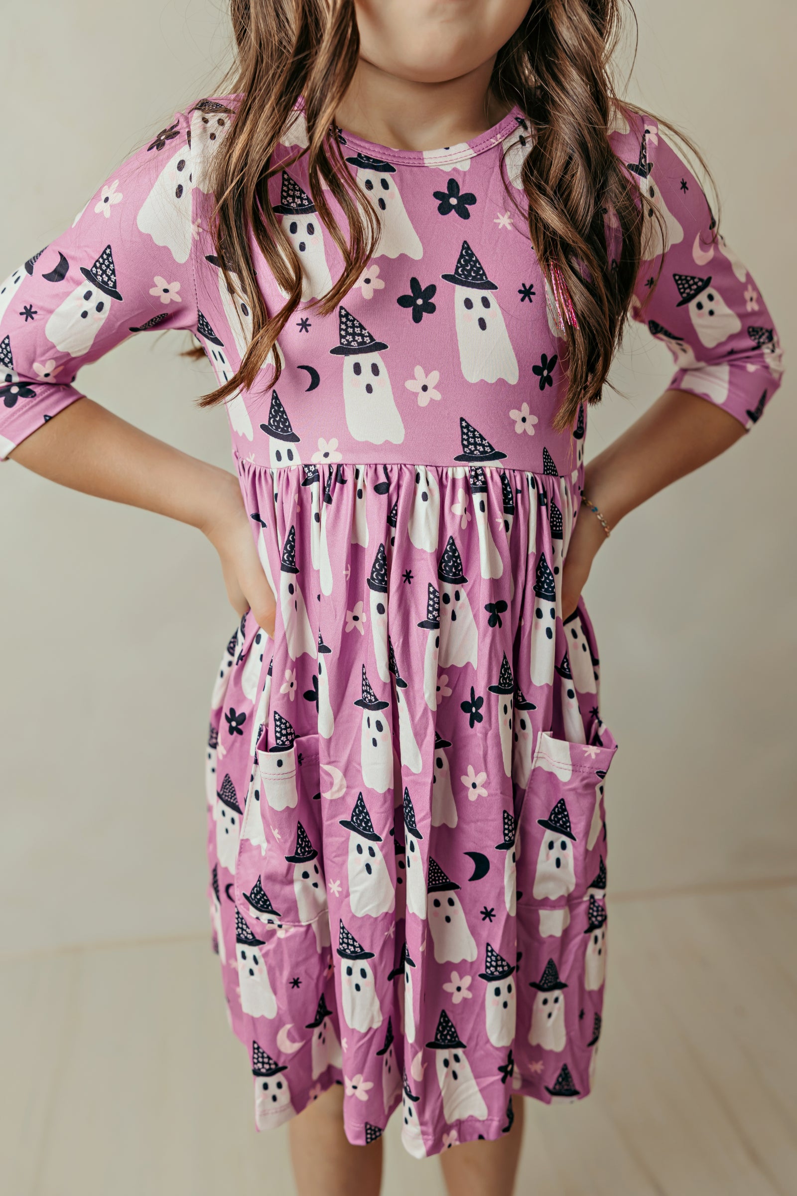 Witches Boo 3/4 Sleeve Pocket Twirl Dress