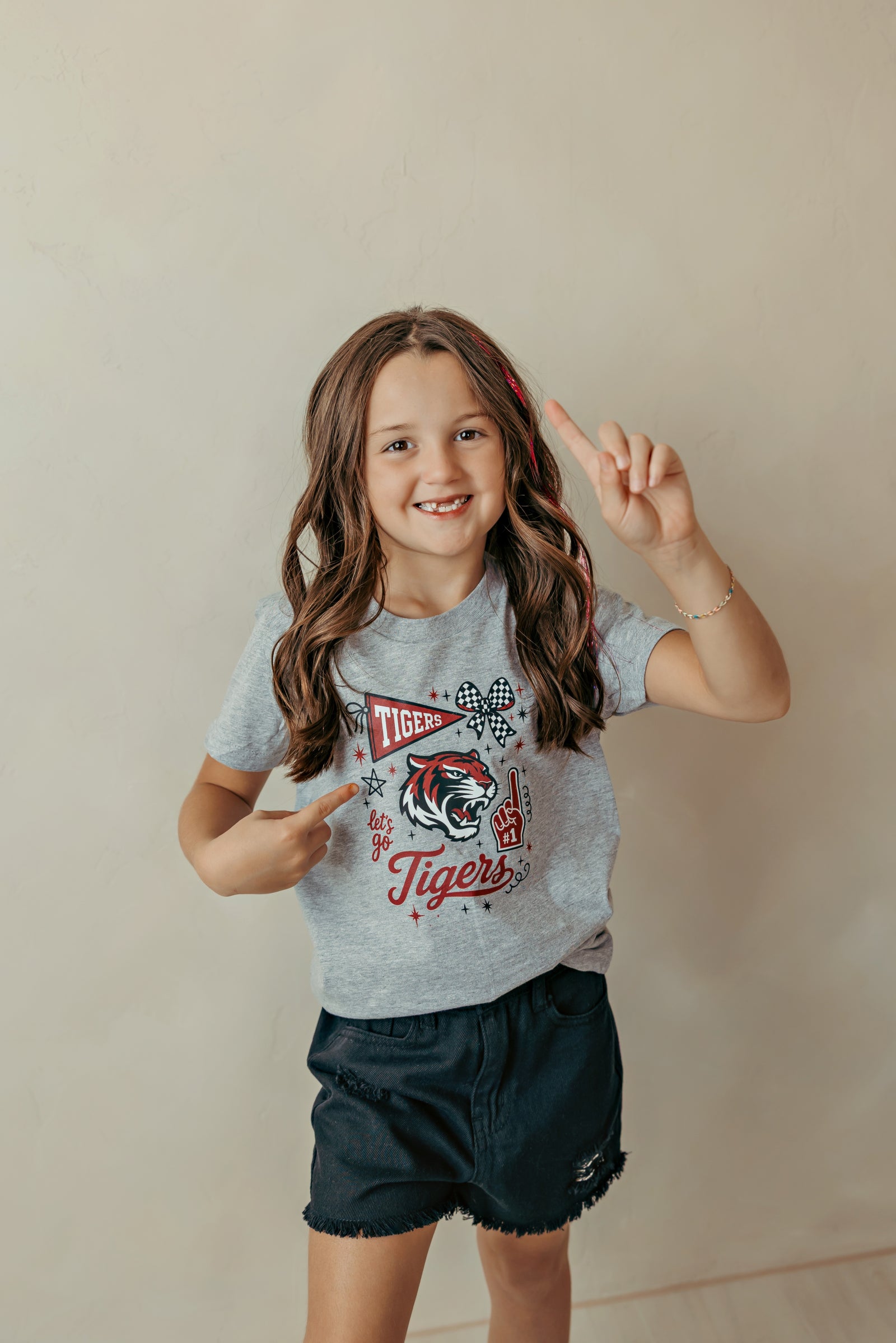 Youth Tuttle Tigers Spirit Collage Graphic Tee Heather Grey