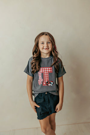 Youth Plaid Tuttle Tigers Graphic Tee