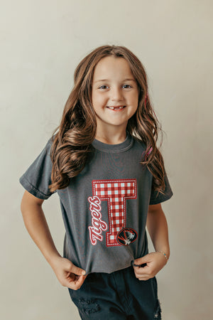 Youth Plaid Tuttle Tigers Graphic Tee