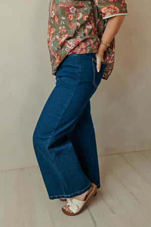 Wide Leg Dark Denim Jeans
