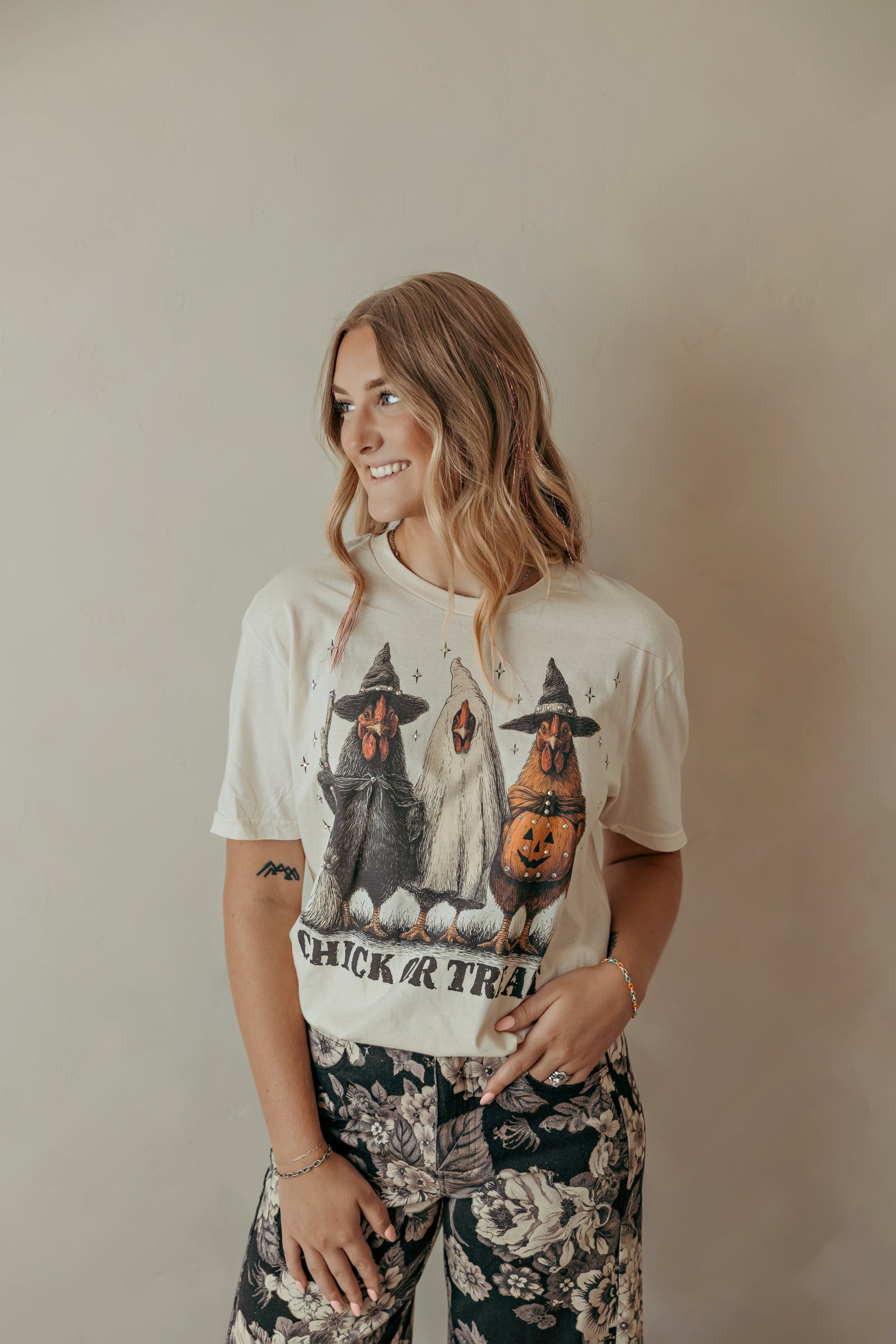 Chick Or Treat Graphic Tee Cream