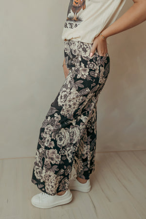 Black & White Floral Wide Leg Pants
