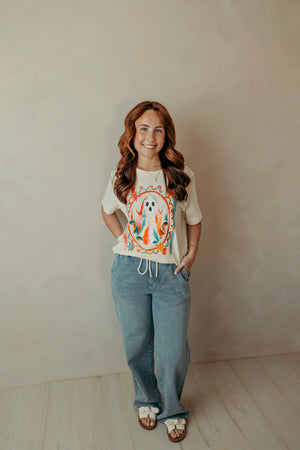 Adult Bright Ghost Graphic Tee Ivory