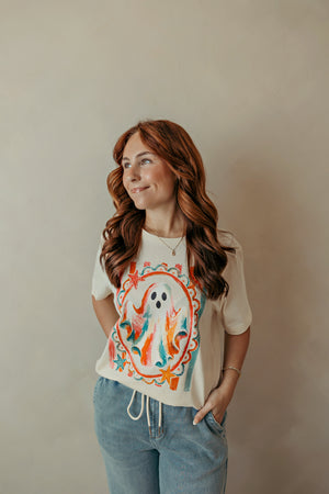 Adult Bright Ghost Graphic Tee Ivory
