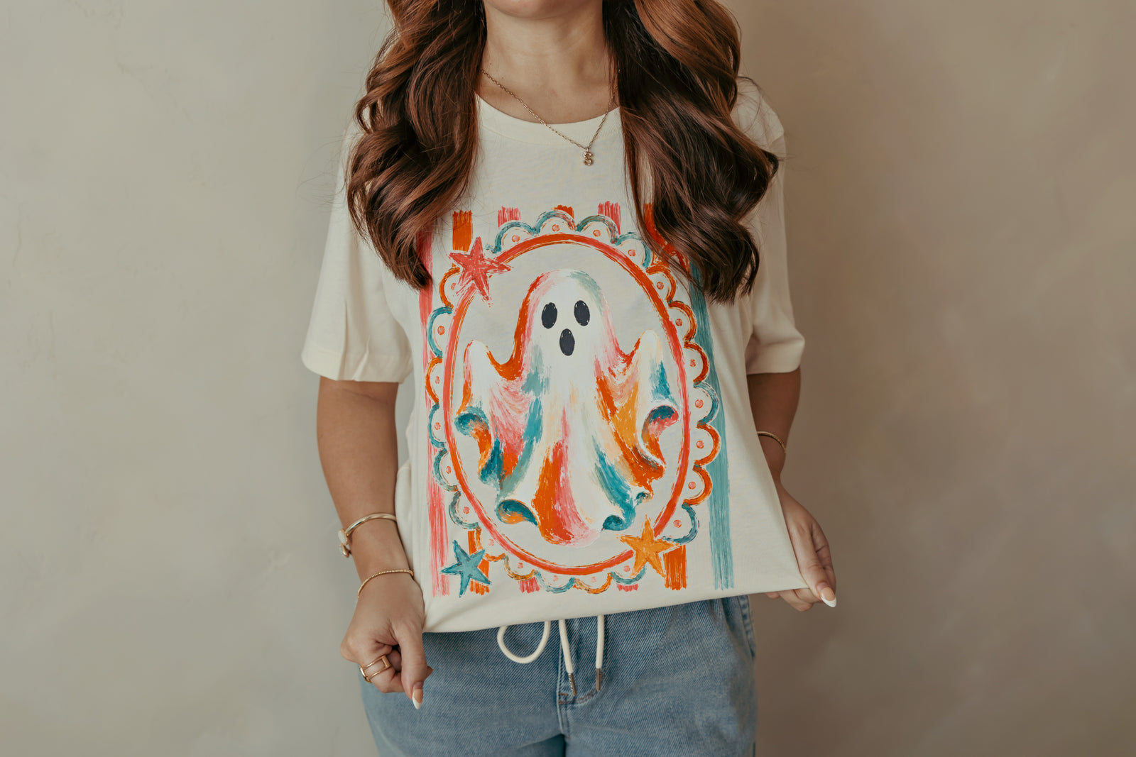 Adult Bright Ghost Graphic Tee Ivory