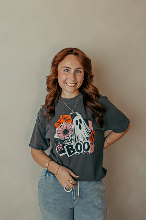 Adult Boo Ghost Graphic Tee Pepper
