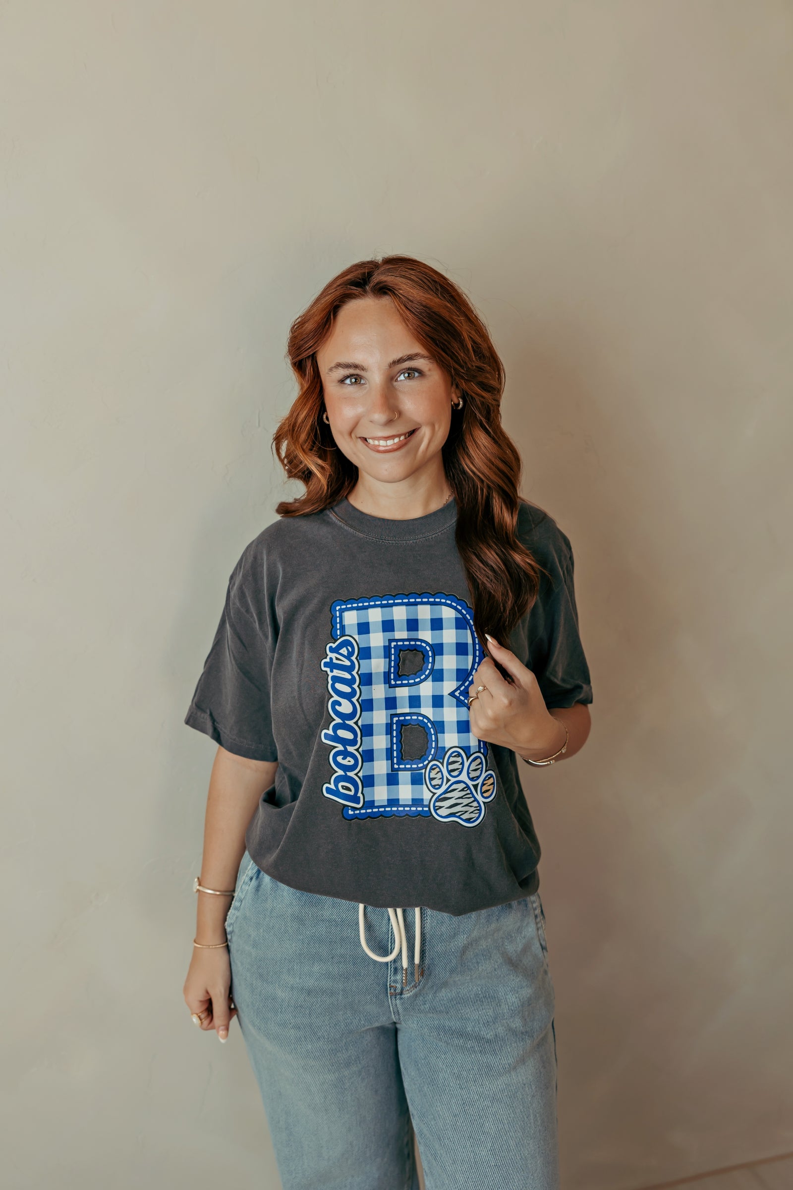 Adult Plaid Bobcats Graphic Tee