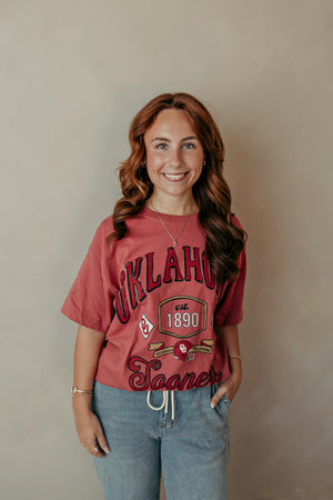 OU Sooners Patches Tee Crimson