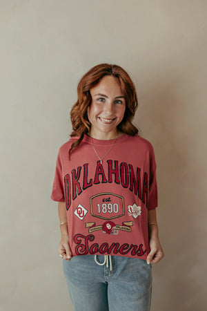 OU Sooners Patches Tee Crimson