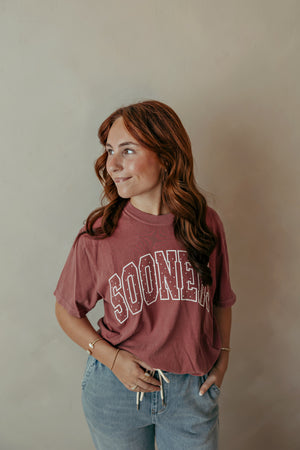 OU Sooners Puff Polka Dot Tee Crimson