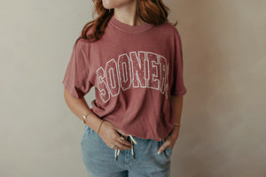 OU Sooners Puff Polka Dot Tee Crimson