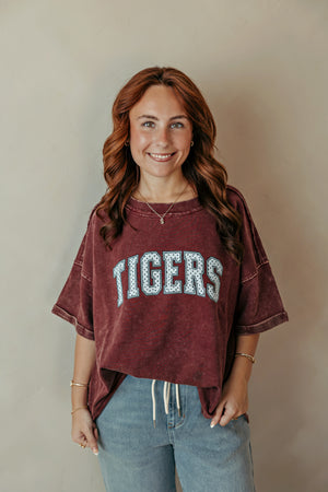 Polka Dot Tuttle Tigers Acid Wash Cabernet