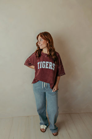 Polka Dot Tuttle Tigers Acid Wash Cabernet